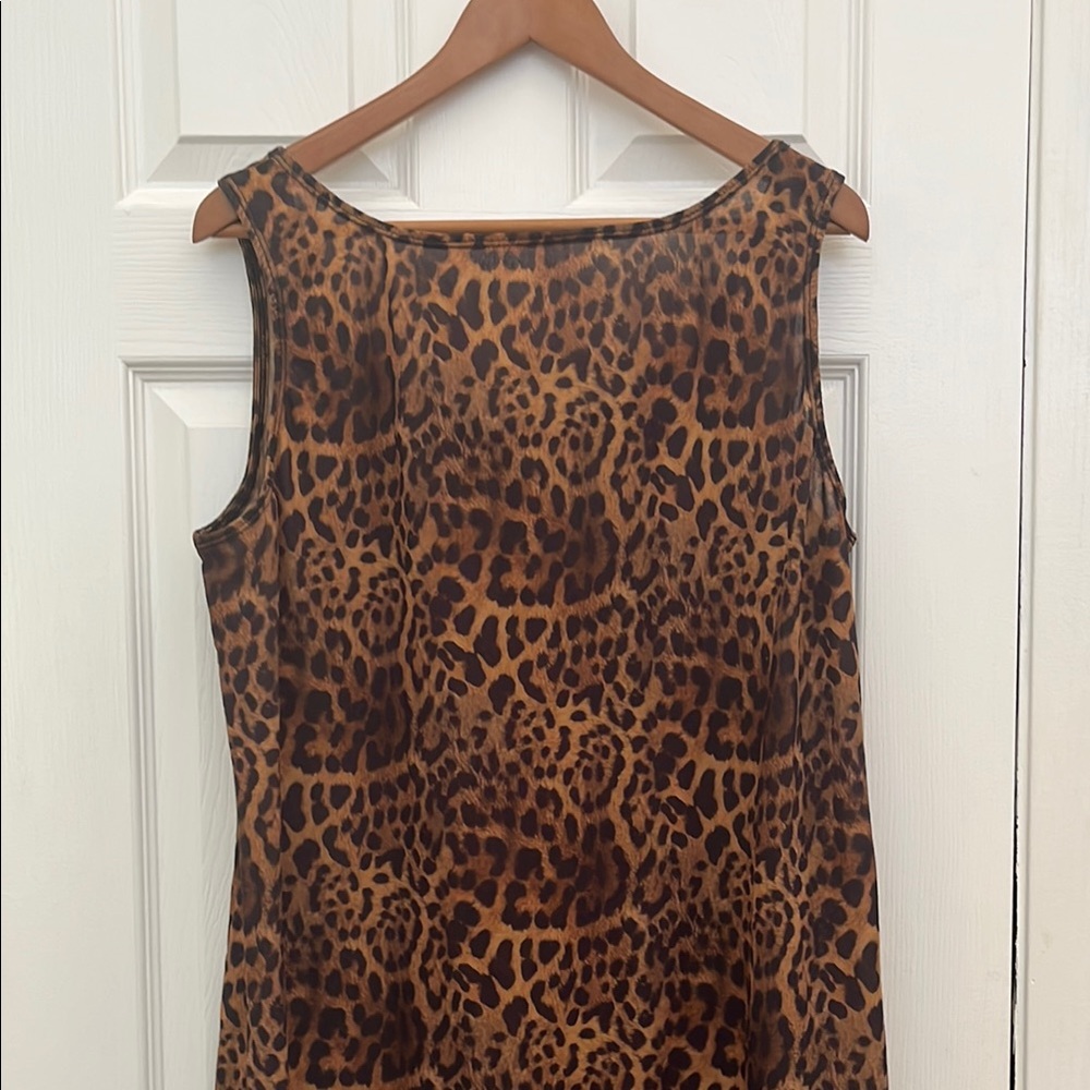 Jones New York Leopard Sleeveless Scoop Neck Sheath Coverup Size L/XL - Picture 3 of 5